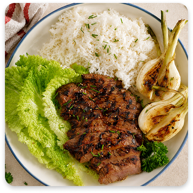 Korean Glazed Pork Tenderloin with Steamed Rice