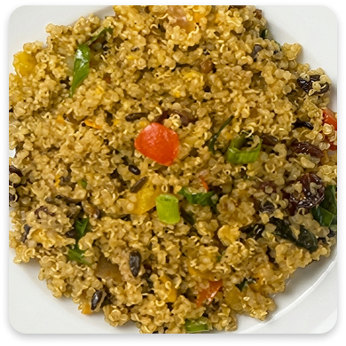 Moroccan Turkey Quinoa with Kale Dried Cranberries and Sunflower Seeds