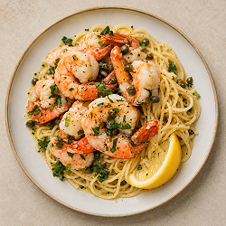 Low Carb Shrimp Piccata Over Vermicelli