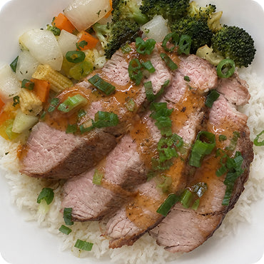 Sweet & Sour Pork with Jasmine Rice Red Peppers and Broccoli (4 Servings)