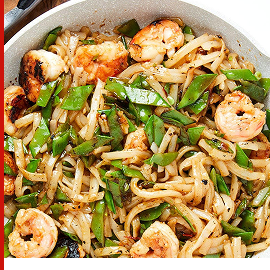 Ginger Shrimp And Edamame Stir Fry with Noodles & Sesame