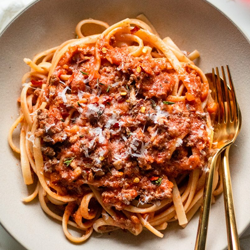 Bolognese Over Vermicelli Pasta