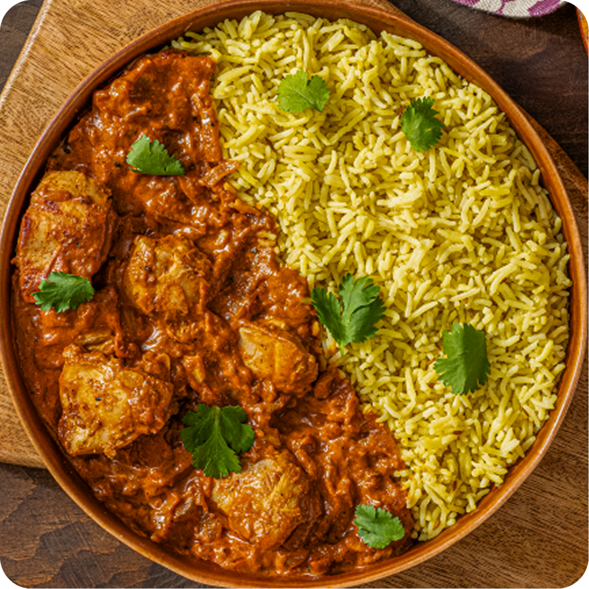 Low Carb Bombay Chicken with Saffron Basmati Rice
