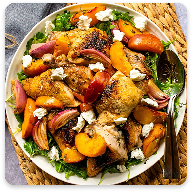 Balsamic Peach and Fresh Basil Baked Chicken
