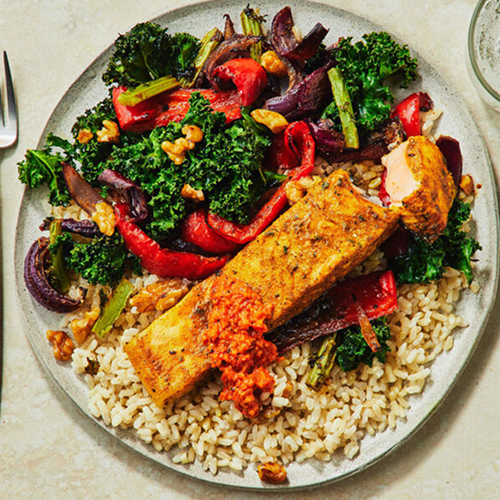 Lemon Pepper Salmon with Cardamom Rice and Seasonal Vegetables (4 Servings)