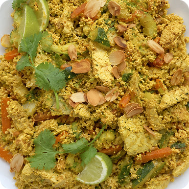 Mango Chicken Couscous with Mango Cucumber and Roasted Almonds