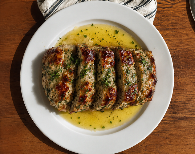 Parmesan Garlic Chicken Meatloaf with Herb Sauteed Mixed Vegetables and White Rice (4 Servings)