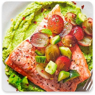 Salmon Over Lemon Pea Puree