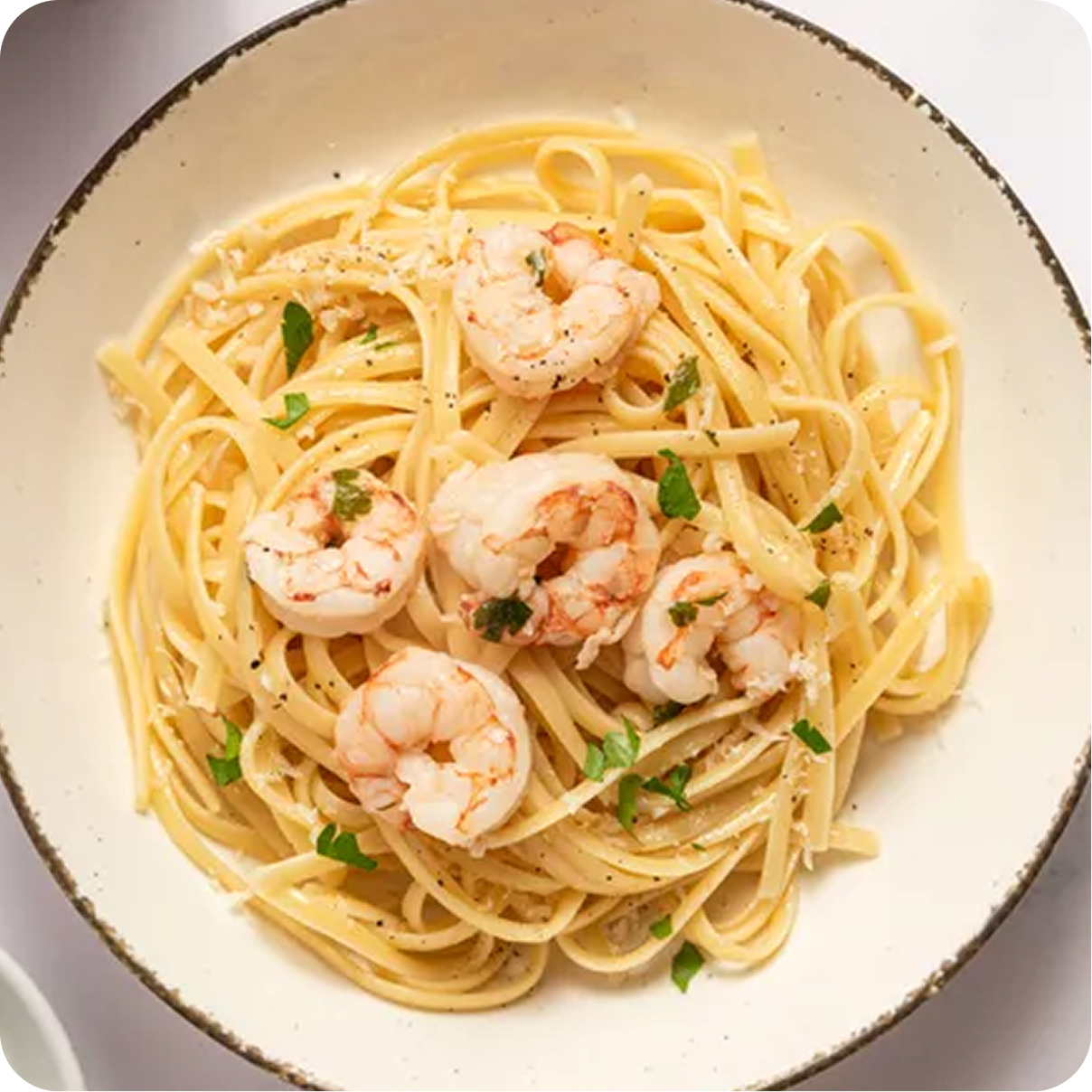 Saucy Greek Baked Shrimp Over Lemon Linguini (4 Servings)